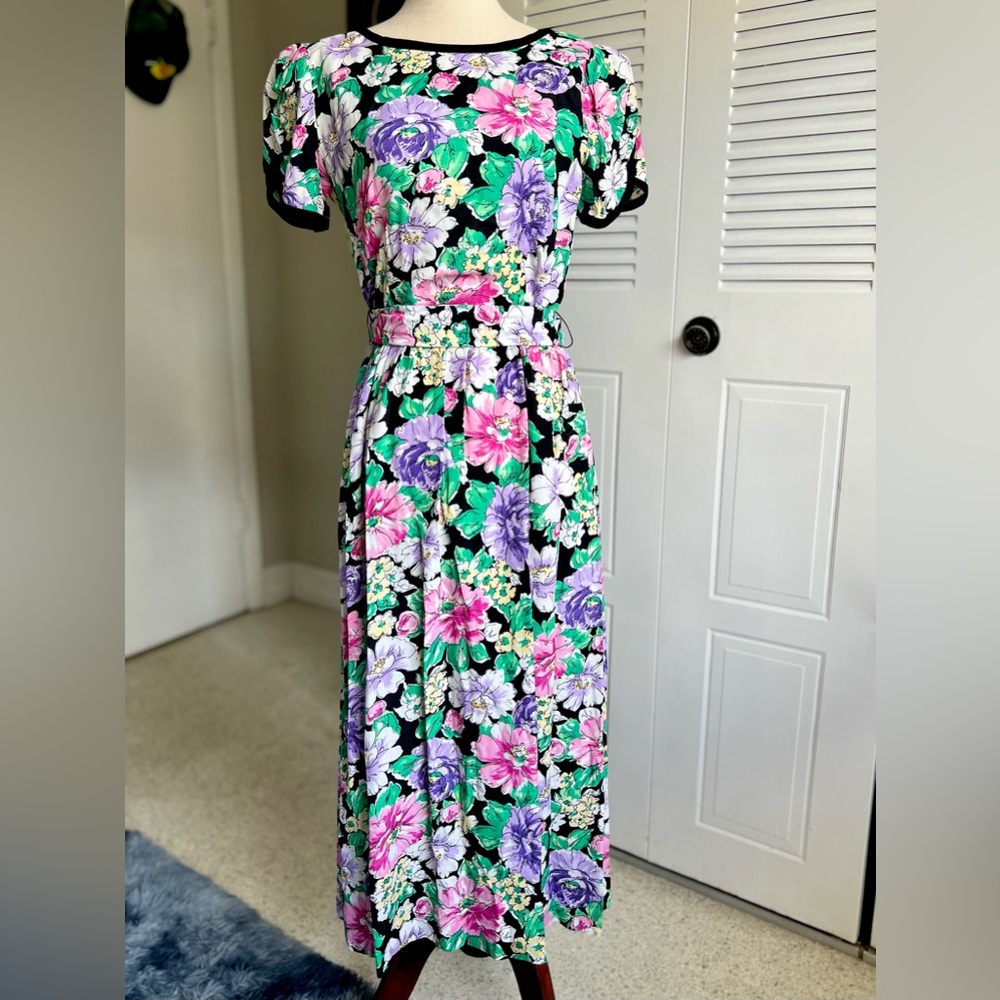 Vintage 80s Lanz Originals Floral Dress